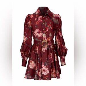 Zimmermann Luminosity Floral Silk Mini Shirtdress